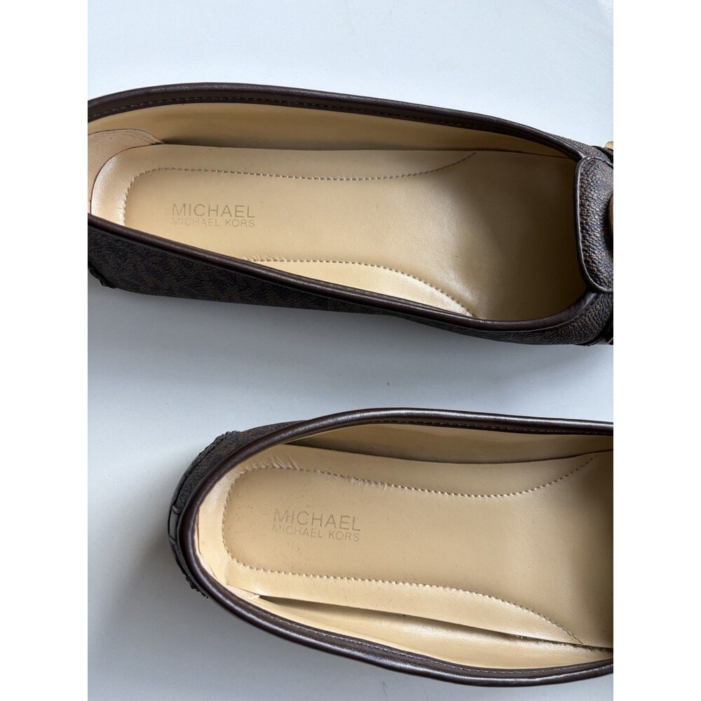 Michael Kors Women’s Brown Logo Leather Ballet Flats Slip On Round Toe US 9 - Picture 4 of 4
